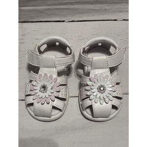 RACHEL SHOES “Cami” Infant Girl’s White Sandals Flower Size 3M EUC